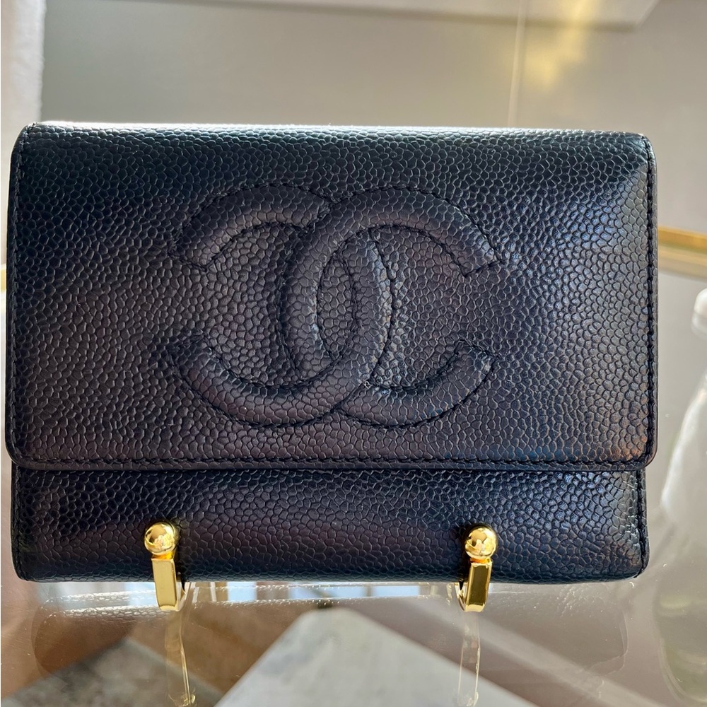 CHANEL Timeless CC Caviar Leather Black Bifold Wallet